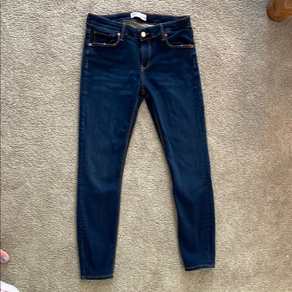 Zara Blue Skinny Jeans Classic Denim Style Low Rise